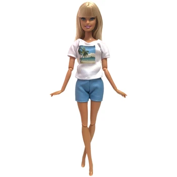 

NK New Doll White Shirt Shorts Casual Suit Fashion Style Skirt Colorful Clothing For Barbie Doll Accessories Gift Toys 001L DZ