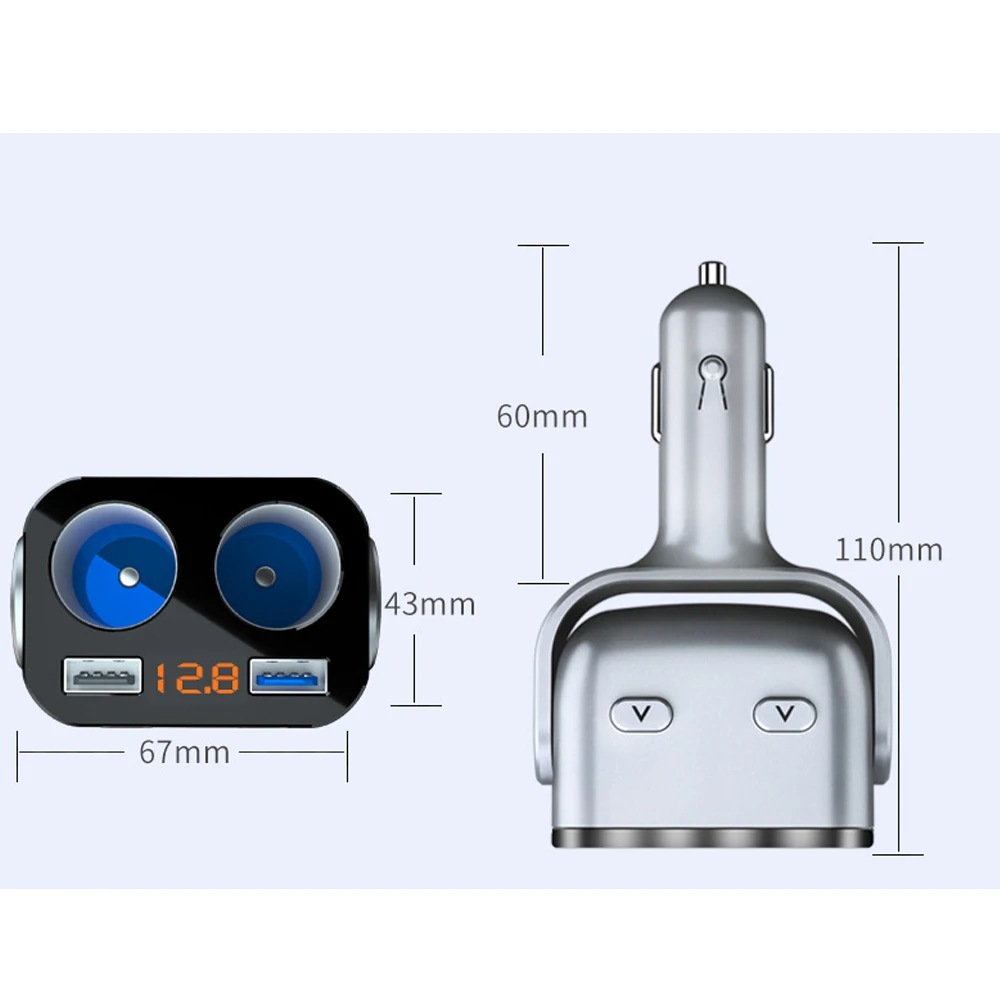 USB Разъем конвертер двойной зарядное устройство USB QC3.0+ 2.4A прикуриватель сплиттер розетка адаптер 90 Вт Светодиодный монитор напряжения