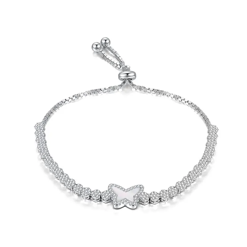 

FUYIJIA Fashion S925 Sterling Silver Jewelry Woman Bracelet Adjustable Length Butterfly Silver Bracelet Shell