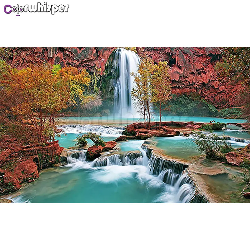 Diamond Painting Full Square/Round Drill Waterfall Scenery 5D Daimond Embroidery Cross Stitch Kit Mosaic Picture D018 | Дом и сад