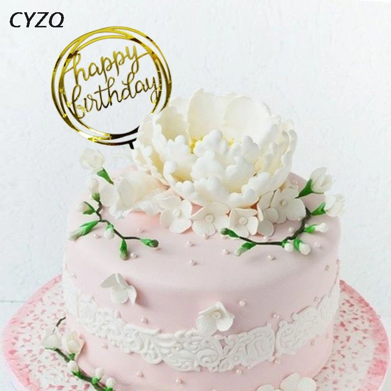 Decorations Figurines Joyeux Anniversaire Cake Topper Paillettes Argent Or Or Rose Champagne Decoration Maison