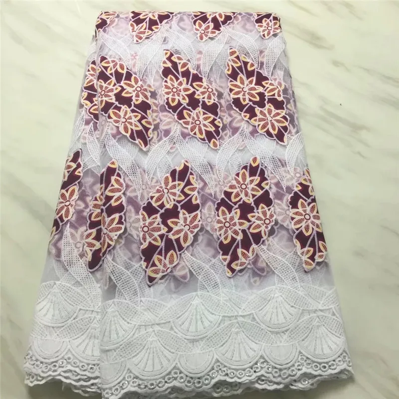 

African Wax With Lace High Quality Nigerian French Lace Fabric Hollandai Swiss Lace With Guipure For Wedding 5 Yards PL091896