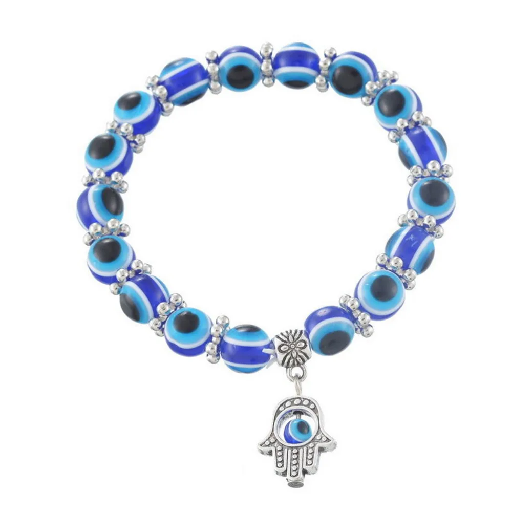 Pulseras Hamsa Charm Bracelets For Women Girls Crystal Beads Evil Eye