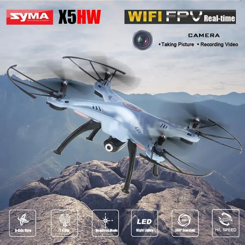 Syma X5HW FPV 4CH Квадрокоптер с дистанционным управлением Hover Функция Камера Дрон 2,4G 6-осевой с HD, Wi-Fi, Камера VS Syma X5C RC вертолет игрушки