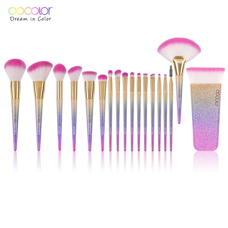 

Docolor 18PCS Brand Makeup Brushes Tools Kit Powder Foundation Blush Eye Shadow Blending Fan Cosmetic Beauty Make Up Brushes
