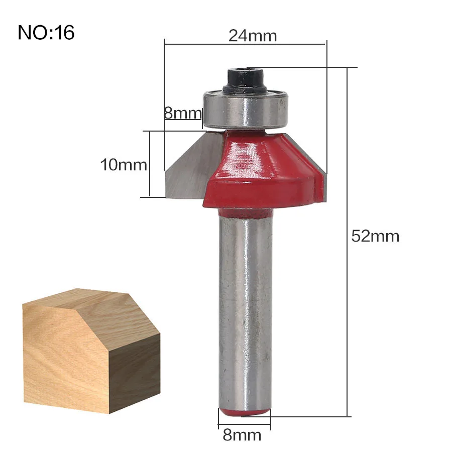 1 шт. 8 мм хвостовик древесины фрезы прямой концевой фрезы триммер очистки заподлицо отделка угловая круглая бухта коробка биты инструменты фрезерные Cutte - Длина режущей кромки: NO16