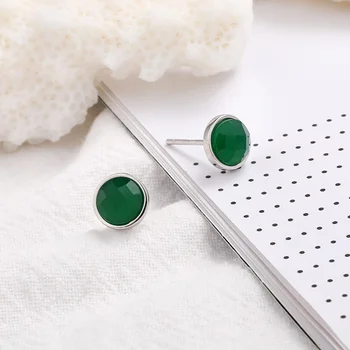 

Crystal Ball Earrings Luxury 925 Sterling Silver Small Round Stud Earrings Women Wedding Engagement Partry Earring