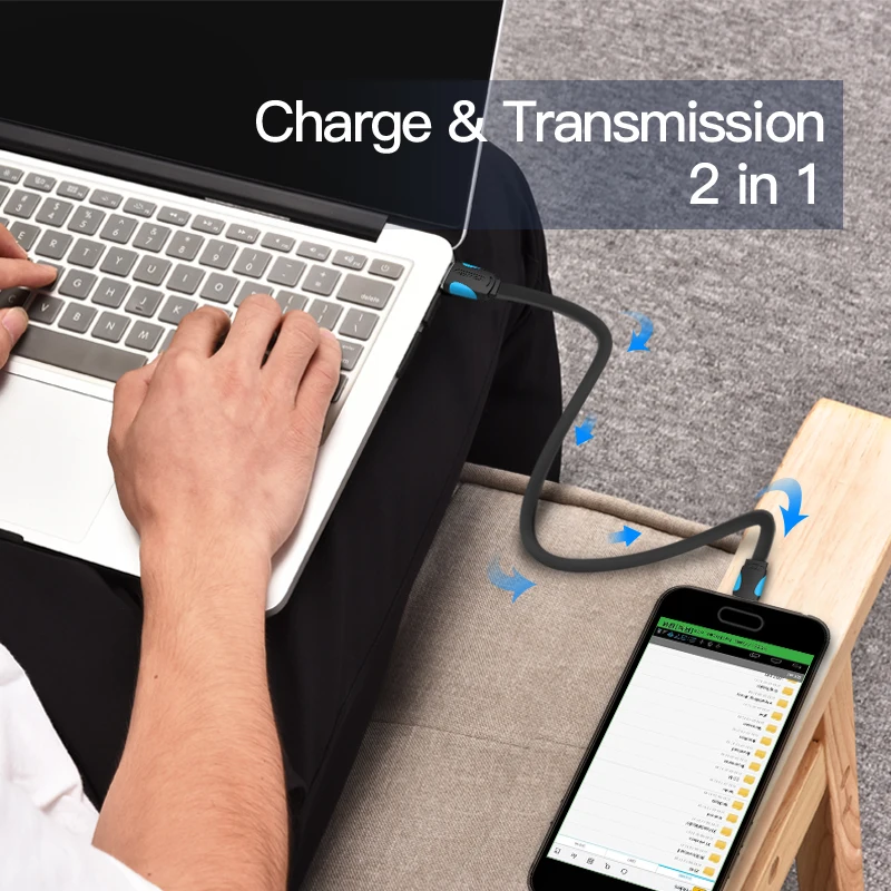1.5 m Vention مايكرو USB2.0 كابل ل كبل شحن الهاتف المحمول شاحن فائق USB كبل مزامنة بيانات لسامسونج الروبوت كابل