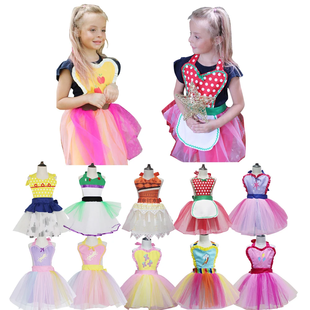 

Unicorns Costume Apron with Tutu MLP Moana for Kids Girls Pony Cosplay Party