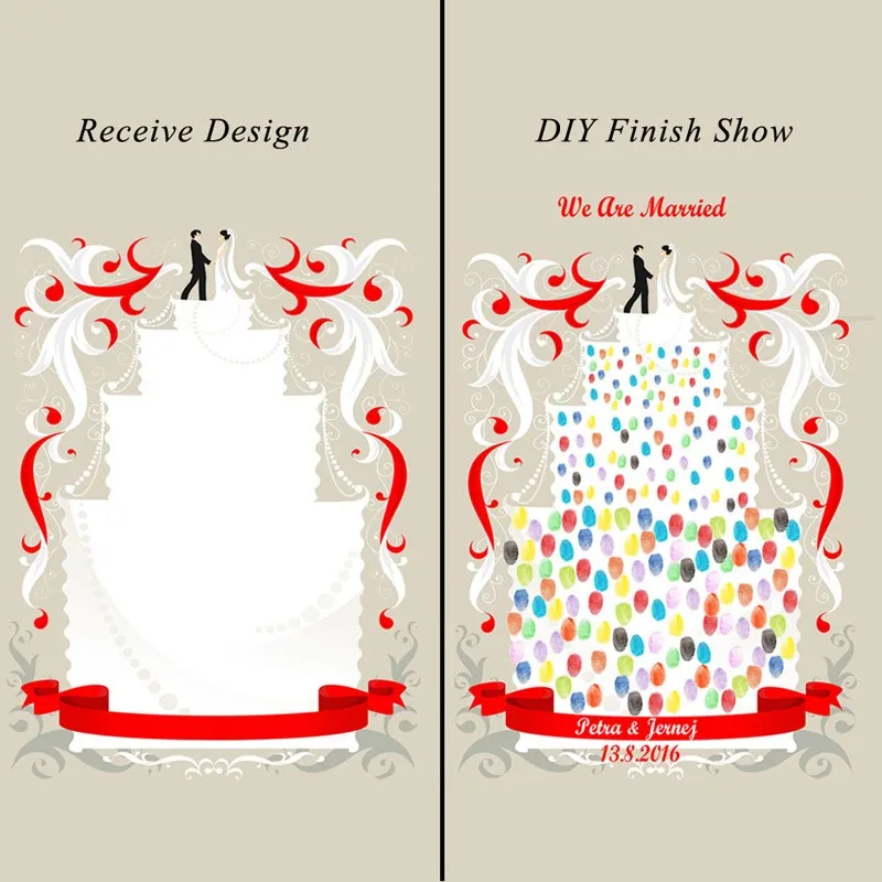 Сделай Сам большой размер 60x80 см Свадебная вечеринка декоративные холст картины отпечатки пальцев, дерево, подпись книги для гостей юбилей подарок+ чернильный коврик