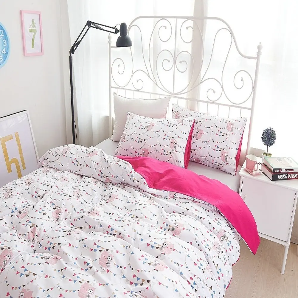 

WINLIFE 4pcs Cute Cartoon Owl Bedding Set Owl Duvet Cover Bed In A Bag