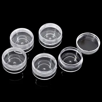

5Pcs Display Storage Boxes Round Transparent Plastic Jewelry Powder Beads Liquid Carrring Container Cases 4x4x2.2cm