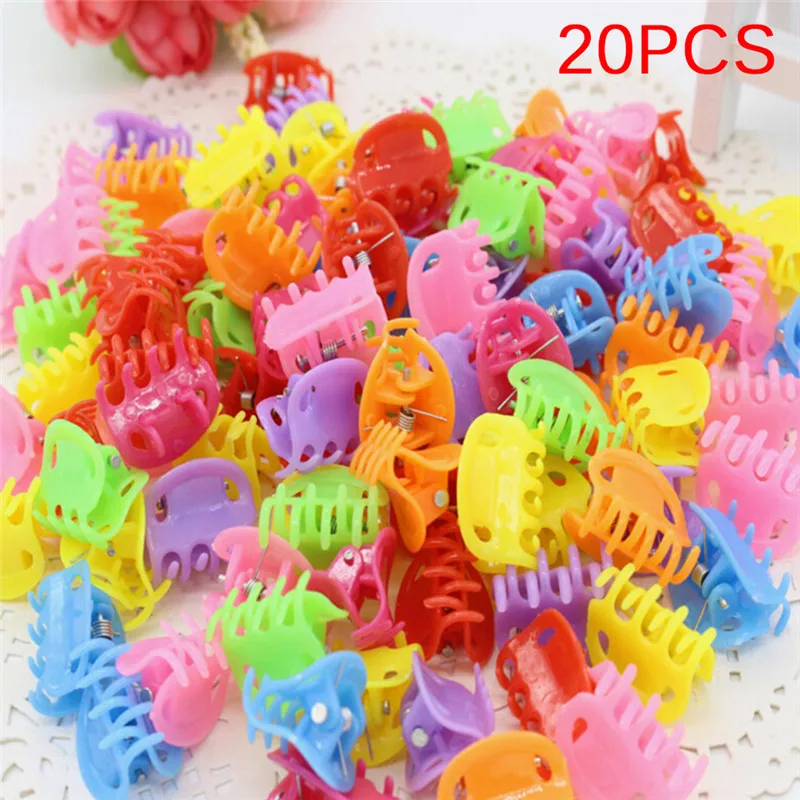 TEROKK 20Pcs Candy Color Mini Hair Claw Girl Hair Clamp Barrettes Hair Accessories Plastic