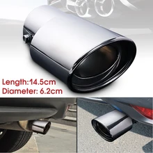 Universal 2.5 inch Inlet Oval Car Exhaust Pipe Muffler Tip Stainless Steel Chrome