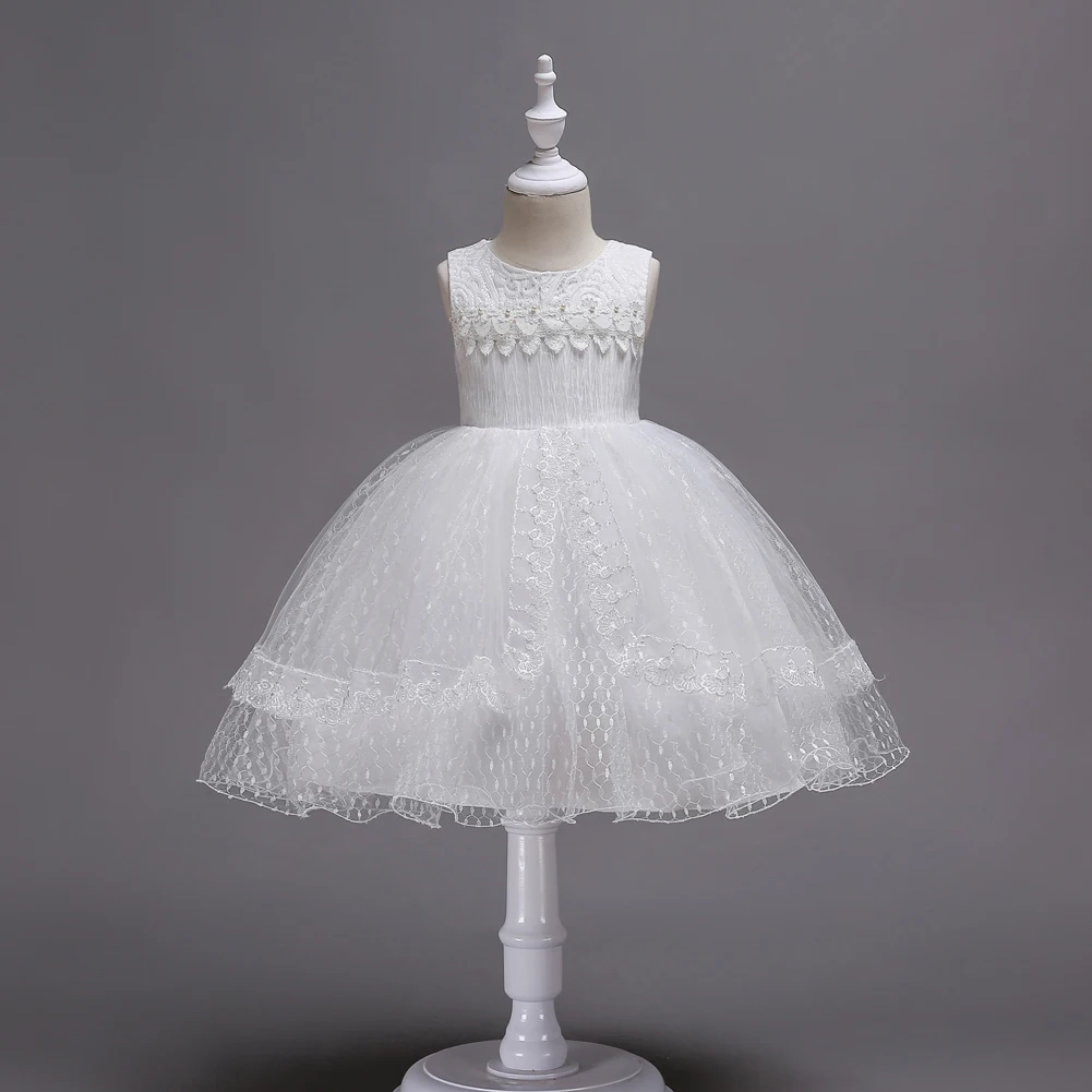 CAILENI/Новинка года; модное кружевное платье принцессы для От 1 до 12 лет; Детские платья для свадебной церемонии, дня рождения; бальное платье - Цвет: White