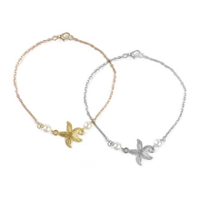 Богемные сандалии, ювелирное изделие для ног, очаровательный браслет-цепочка на лодыжку, женские золотые, серебряные браслеты на щиколотке в виде морской звезды для женщин, декор босиком