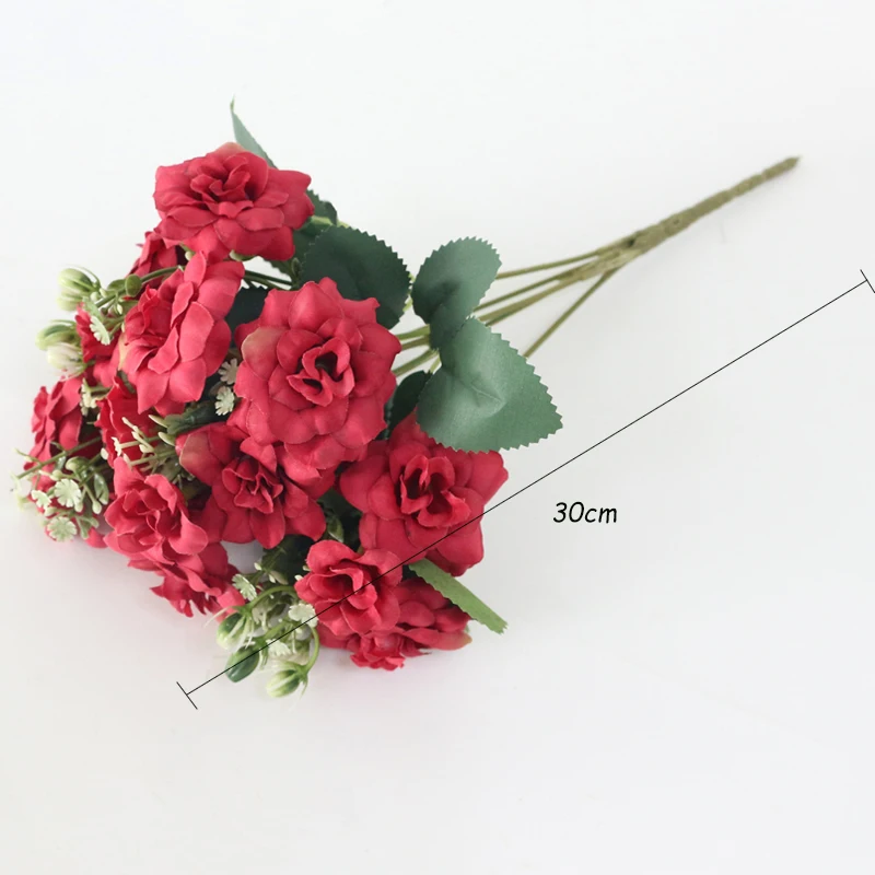 JAROWN Simulation Rose Flower Bouquet Artificial Silk Fake Flowers For Wedding Decorations Home Garden Decor Fleur (13)