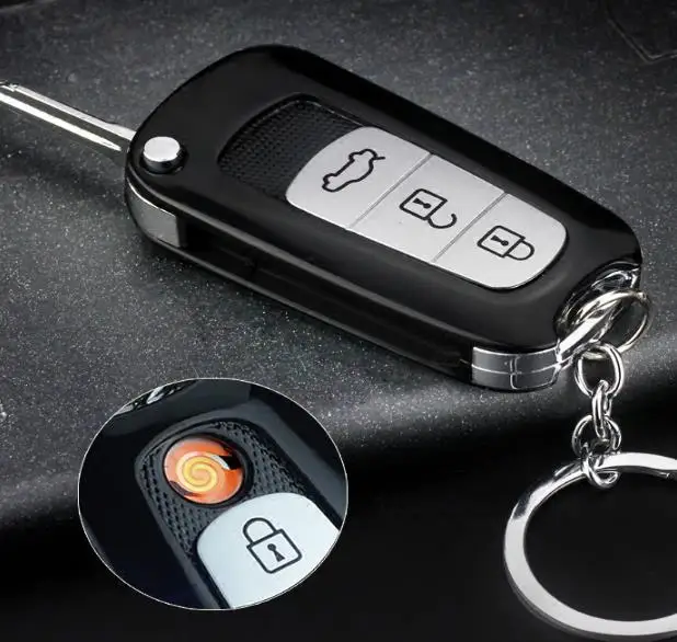 

Creative Usb Charge Lighter Electronic Cigarette Lighter Design VW Car Key Model Windproof Lighter Men Key Chain Smoking Lighter