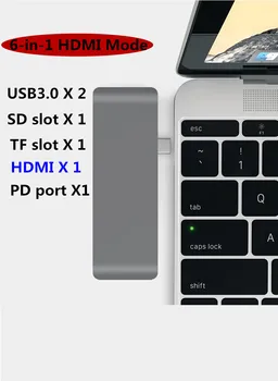 

6 in 1 USB HUB Type C to USB HDMI HUB Converter with USB 3.0 type-c SD TF HDMI PD Port for Windows XP/7/8/10 Mac OS9X/10