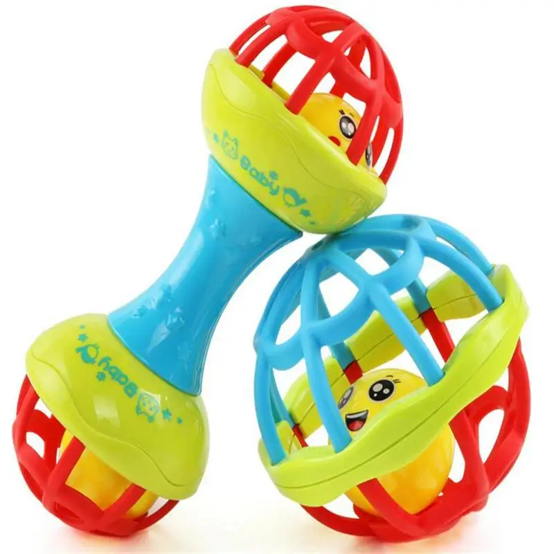 Baby Rattles toy Intelligence Grasping Gums Plastic Hand Bell Rattle