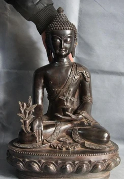 

Free shipping USPS to USA S3164 19 Tibet Buddhism Temple Copper Bronze Bhaisajyaguru Sakyamuni Buddha statue