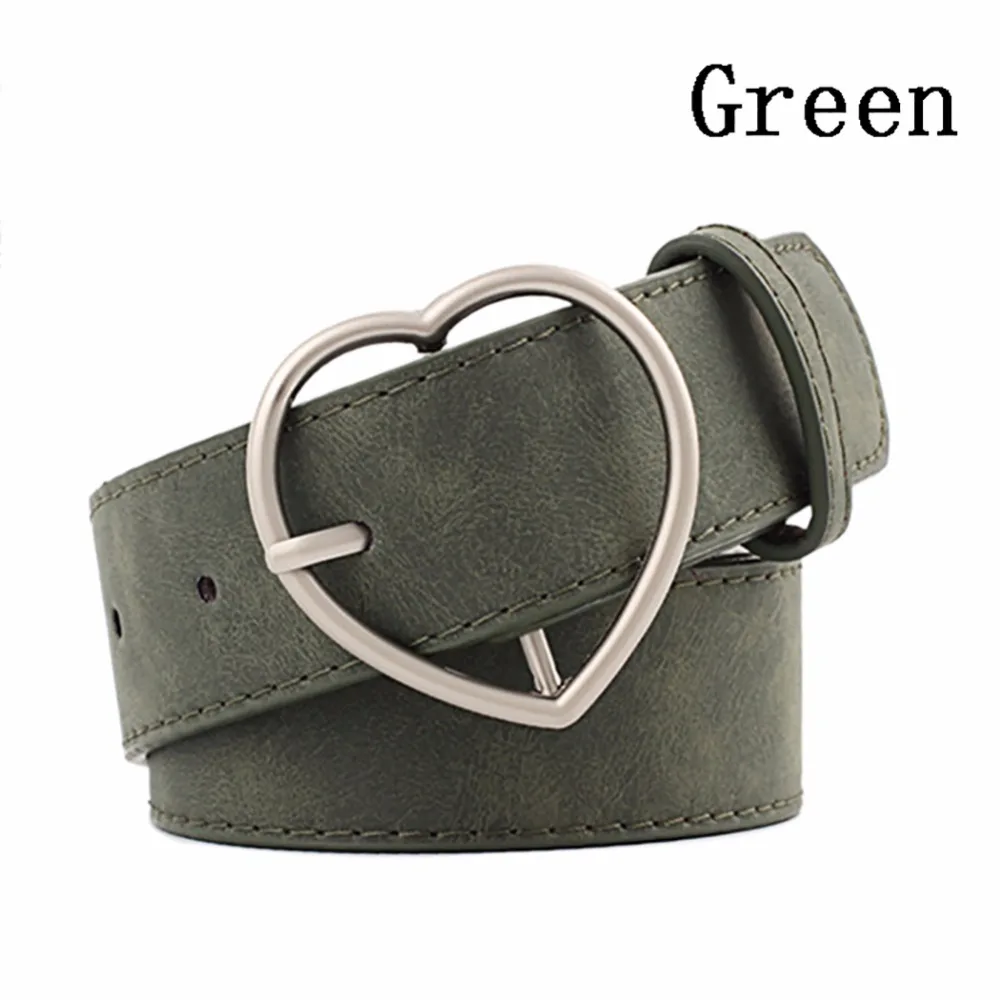 

Girl Belt Frosted Leather Dress Jeans Waist Belt Heart Shape Pin Buckle Belt