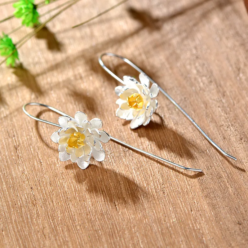 

925 silver, personalized ethnic style floral silver jewelry new women's ear hook