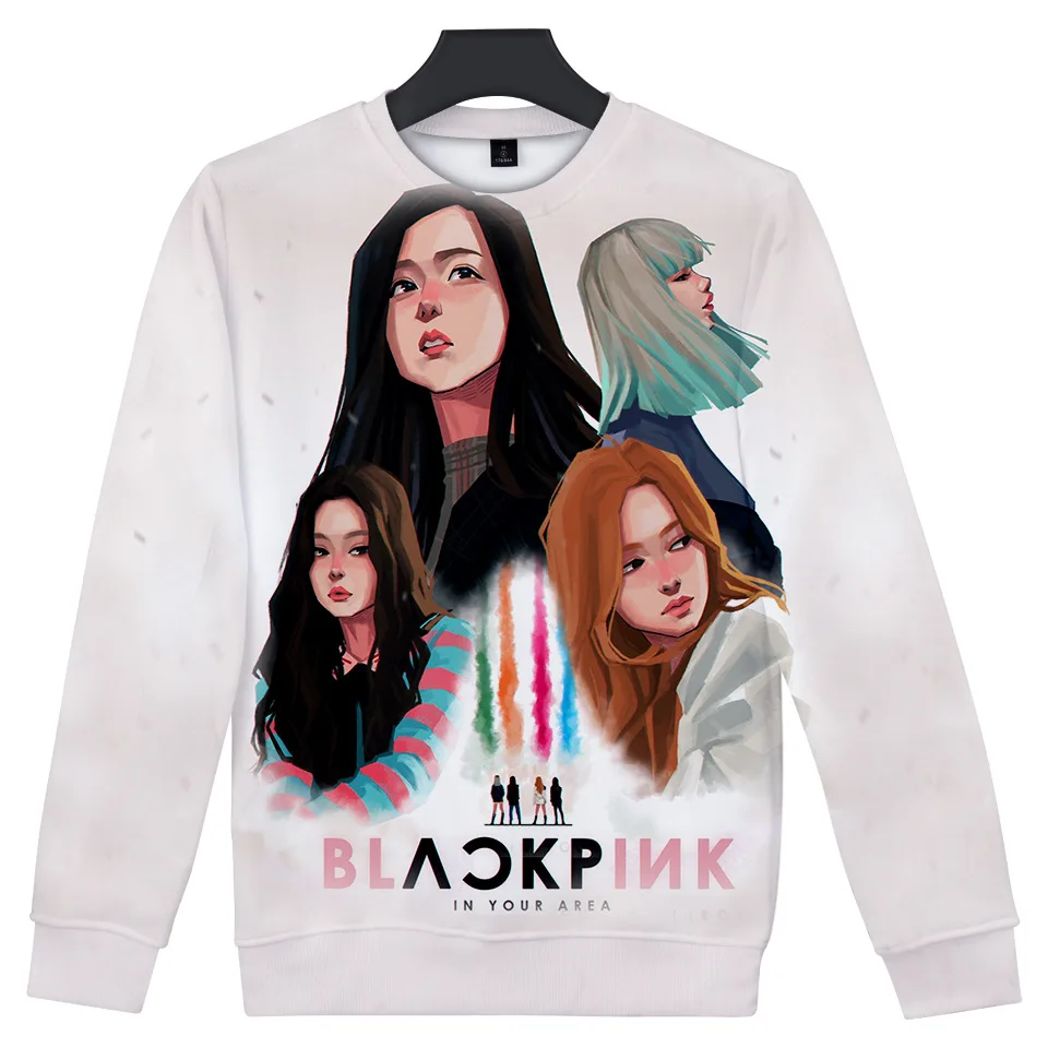 

Korean KPOP Blackpink 3D Hoodies Sweatshirts Women Black Pink Capless Hooded Sweatshirt Camisas Feminina KPOP Blackpink Clothes