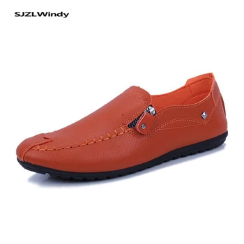 

Men's leather shoes new spring and summer men's sneakers casual lazy shoes driving comfortable zipper decorative flat shoes