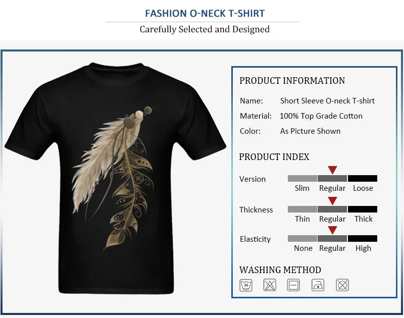 100% Cotton Mens Short Sleeve T-Shirt Cool Tops Tees Coupons Summer Round Collar Tee-Shirts Bohemian Feather Top Quality Bohemian Feather