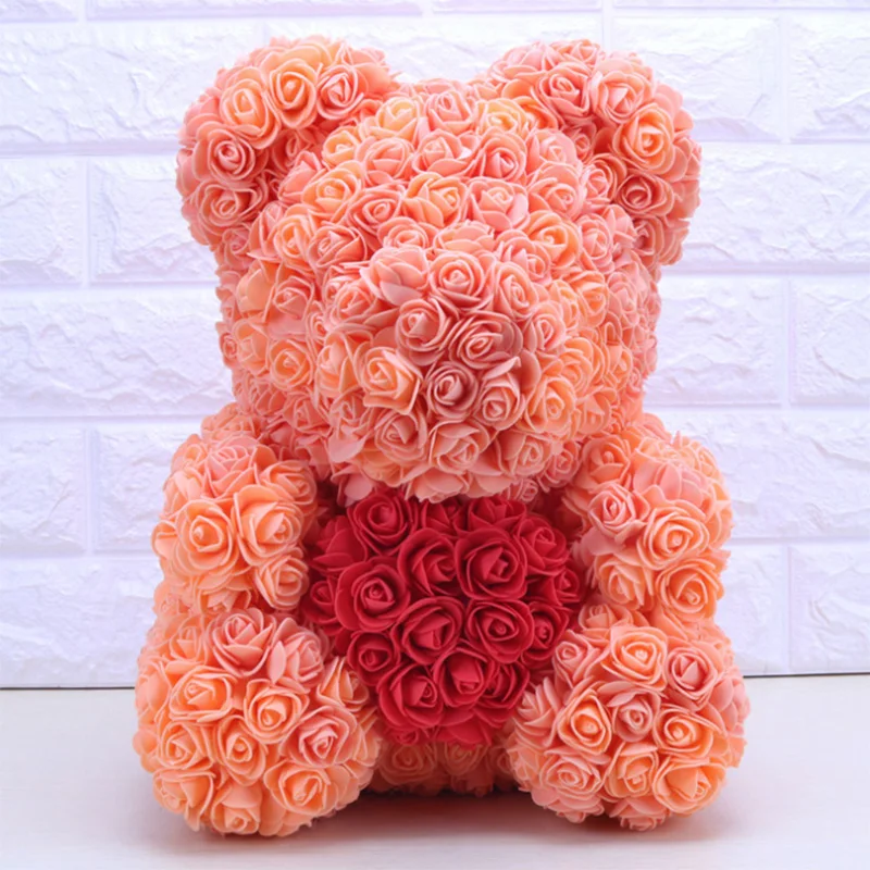 40CM Love Heart Rose Panda Bear Artificial Flowers Soap Foam Rose Flower Panda Christmas Gifts for Women Valentine's Day Gift