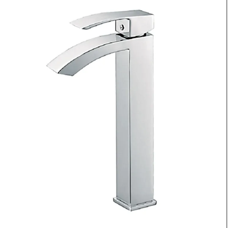 Greenspring Tall Waterfall Spout Single Handle Bathroom Sink Vessel Faucet Basin Mixer Tap
