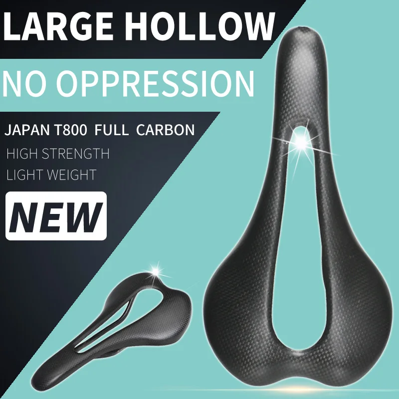 

2018 New TOSEEK full carbon fiber mountain bike saddle road bike saddle bicycle parts big hollow cushion 275*147mm 3K carbon