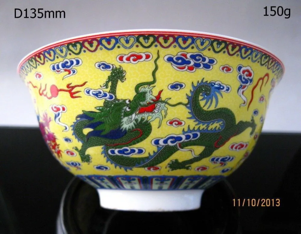 Китайский семейный розовый фарфор чаша Ручная роспись Дракон QIANLONG mark украшение дома чаша