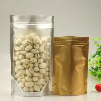 

Dull golden translucent self standing ziplock bag aluminum foil plastic seal sealing bag food coffee powder package pouch