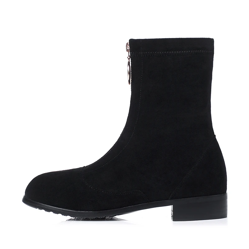 Hiver mollet Bout Rond Garder Mi Flock Femmes L6f1 Zipper Superstar Med De Krazing Mode Au Bottes Noir Chaussures Pot Chaud Concis Talons 2018 TKc3Jl1F