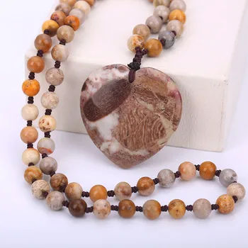 

Natural Gem Stone Love Heart Necklaces & Pendants for Lovers Quartz Crystal Onyx Healing Jewelry Long Necklace Sweater Chain new