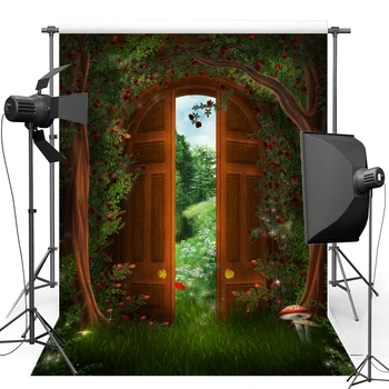 

Vinyl Photography backdrop Fairy Tale Forest Door New Fabric Flannel Photographic Background For Photo studio Props F1636