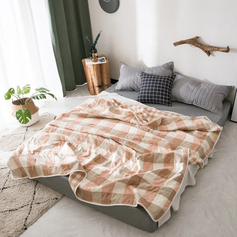 6 Слои хлопок марлевые одеяла мягкие летние покрывало 150*200 200*240 см крашенная в пряже геометрический дышащая диван-кровать Одеяло - Цвет: 15