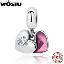 100% de Plata de ley 925 You & Me Corazón Del Amor Del Encanto cuentas Con Clear CZ Fit Pandora Original Pulsera Auténtica Fina joyería