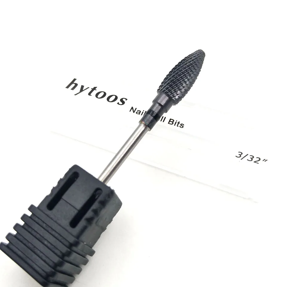 HYTOOS 3 типа карбид-вольфрамовый ногти сверло Черный Титан покрытием бурр электрические сверла аксессуары для маникюра фрезерные инструменты