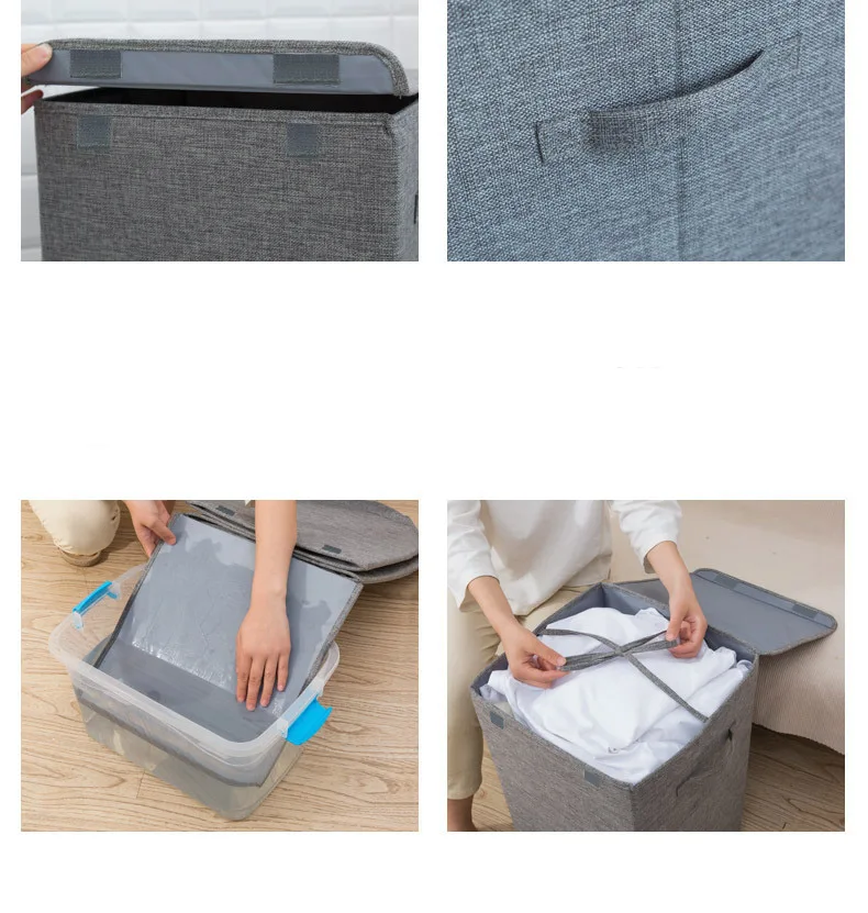 Большая корзина для хранения льняная коробка для хранения Органайзер сумка для домашнего хранения Складная моющаяся откидная крышка многофункциональное ведро для одежды