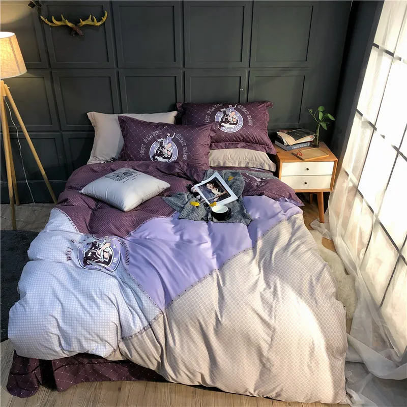 

Lattice geometric pattern Cotton Bedding set Modern simplicity style Duvet Cover Bed Linen Bed sheet Pillowcases King Queen Size