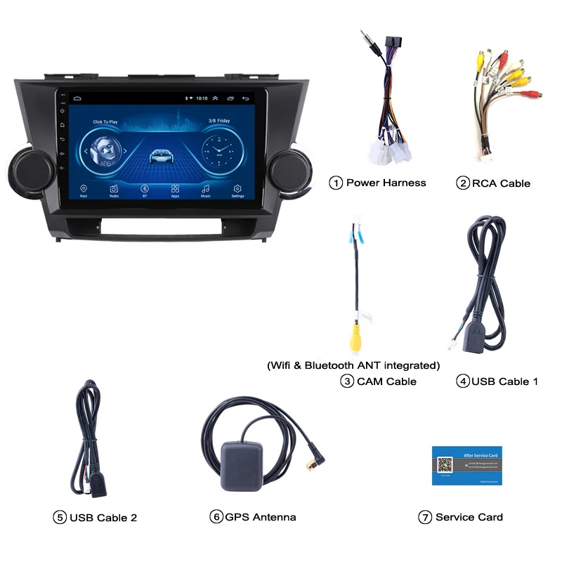 Best 9 inch Android 8.1 2.5D Tempered HD Touchscreen Radio for Toyota highlander 2009-2014 with Bluetooth USB WIFI support SWC 5