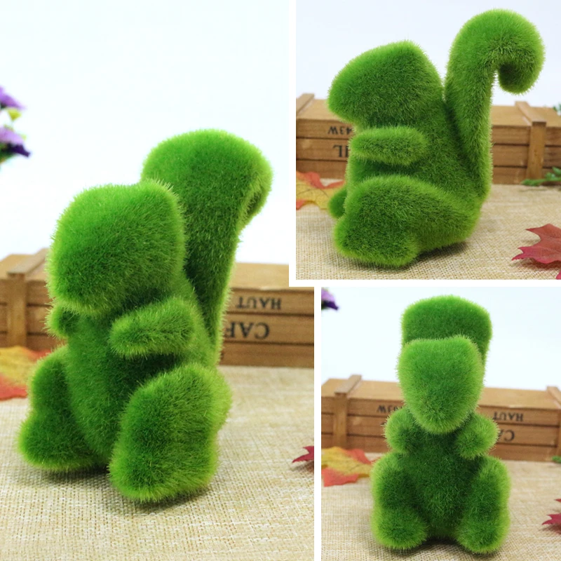 JAROWN Artificial Green Flocking Grass Plush Small Animal Simulation Fake Animal Home Decor Cute Gift Storefront Window Display (27)