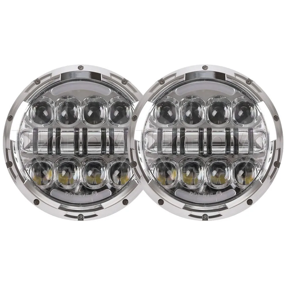 New 7 Inch Round Chrome LED Projector Headlights with DRL for Jeep Wrangler (2)