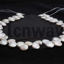 Натуральная белая Кнопка пресноводный жемчуг 12 мм для изготовления ювелирных изделий 15 дюймов DIY ожерелье браслет серьги