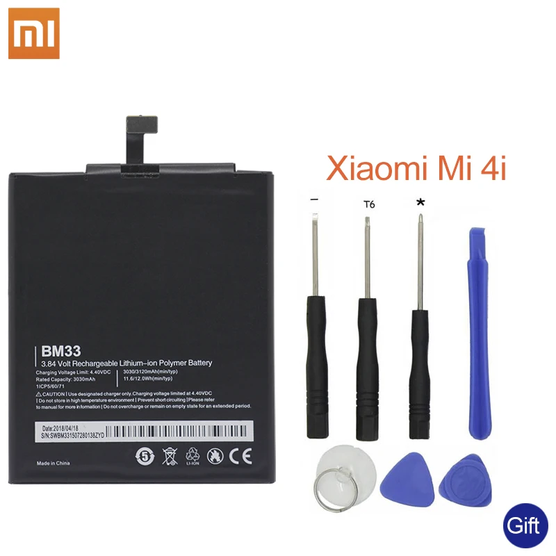 Xiao Mi Оригинальная батарея для телефона BM33 XIaomi Mi4i 4i M4i сотового 3030 мАч | Мобильные