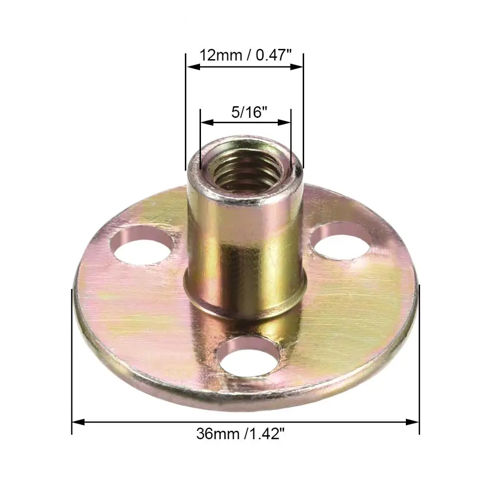 Uxcell 10 шт. M6 M8 M10 углеродистая сталь круглое основание винт-в t-гайка 5/1" x36x2.5 мм 3/8" x36x2.5 мм Брэд отверстие для деревянной мебели