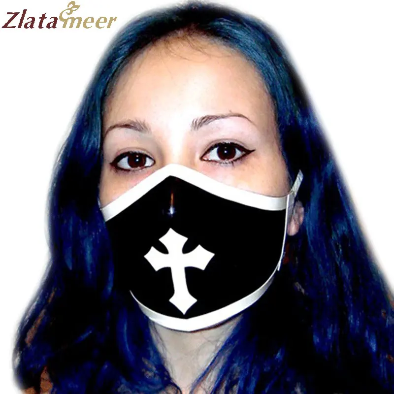 

Unisex Rubber Latex Mask Contrast Colour Adult Unisex Party Hood Cross Pattern Fetish Rubber Masks Customize Service LA002